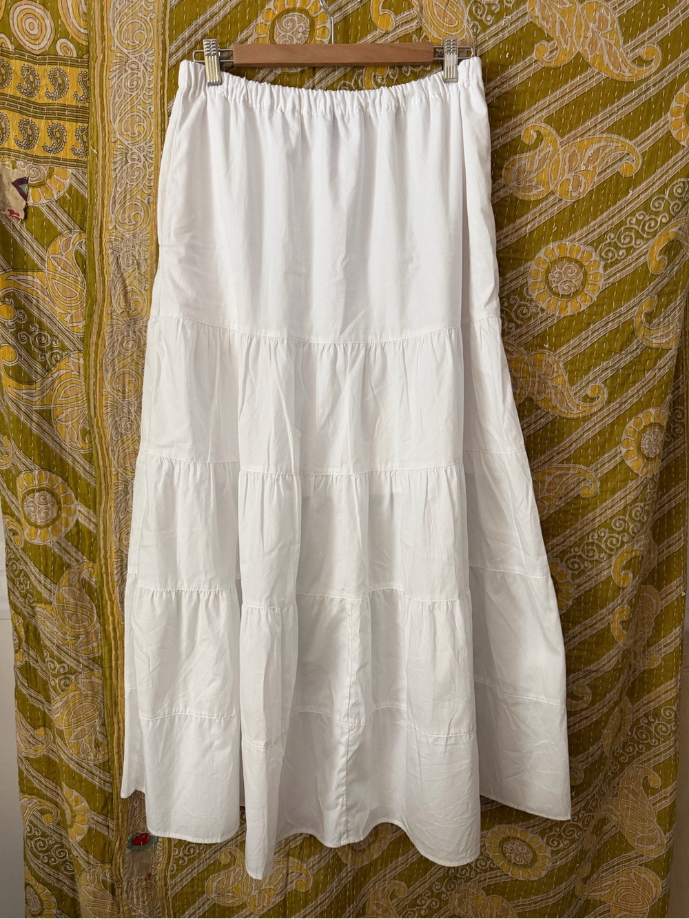 White Tiered Maxi Skirt - Lightweight Women's Skirt